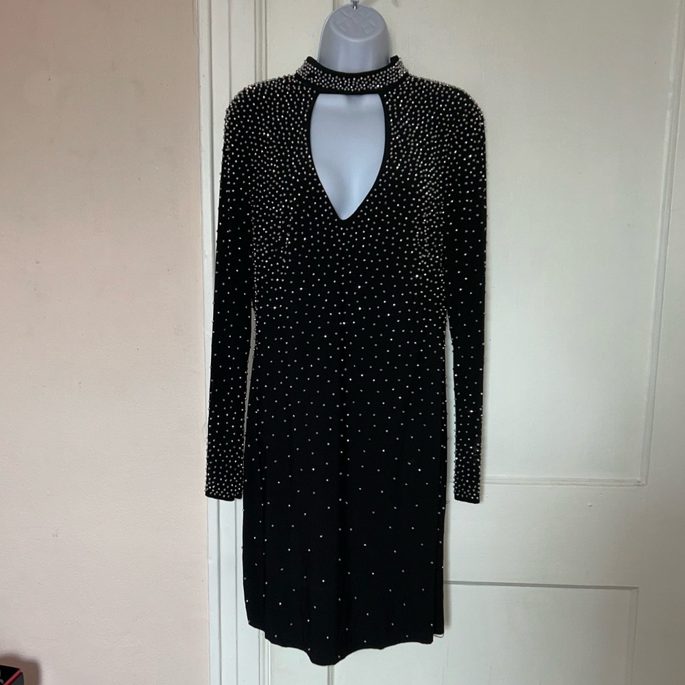 Xscape Choker Black dress with Silver Beads
